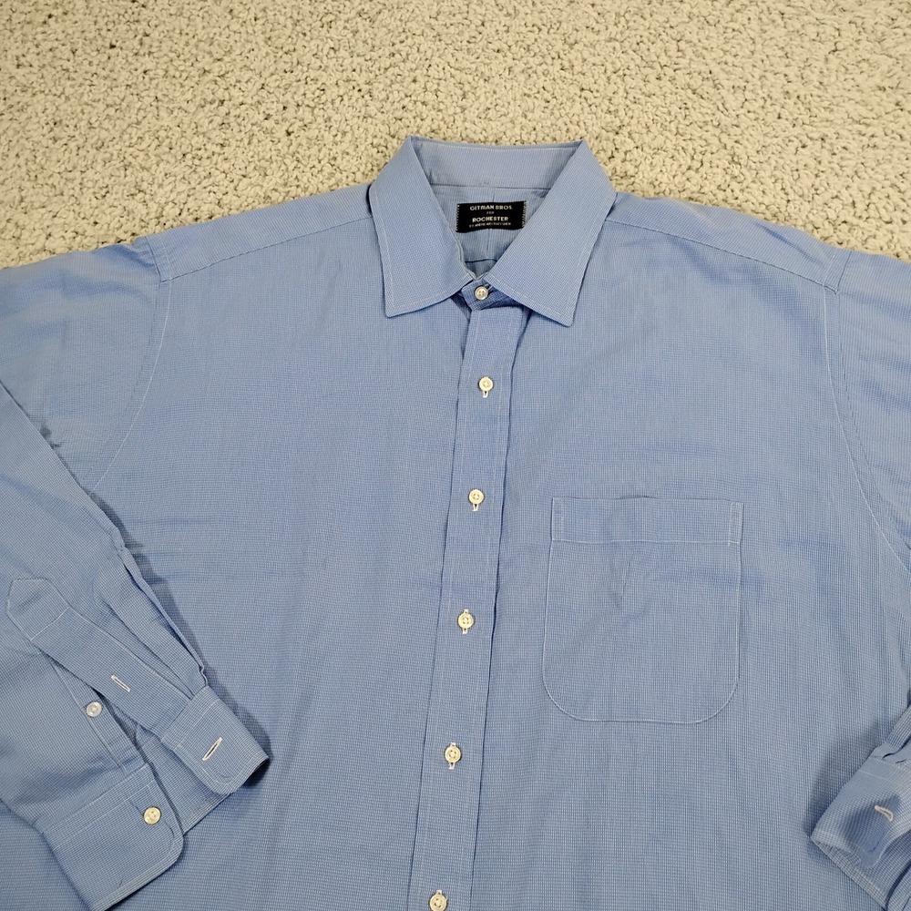 VINTAGE Gitman Bros Shirt Mens 18 38 Tall USA Made Button Preppy Work Office A2*